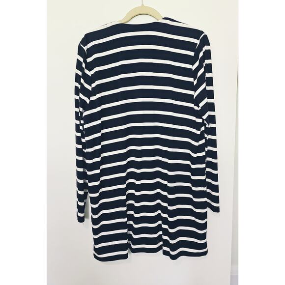 J Jill Cardigan Womens Large Navy White Stripes Coastal Fishermancore Preppy - Picture 10 of 12